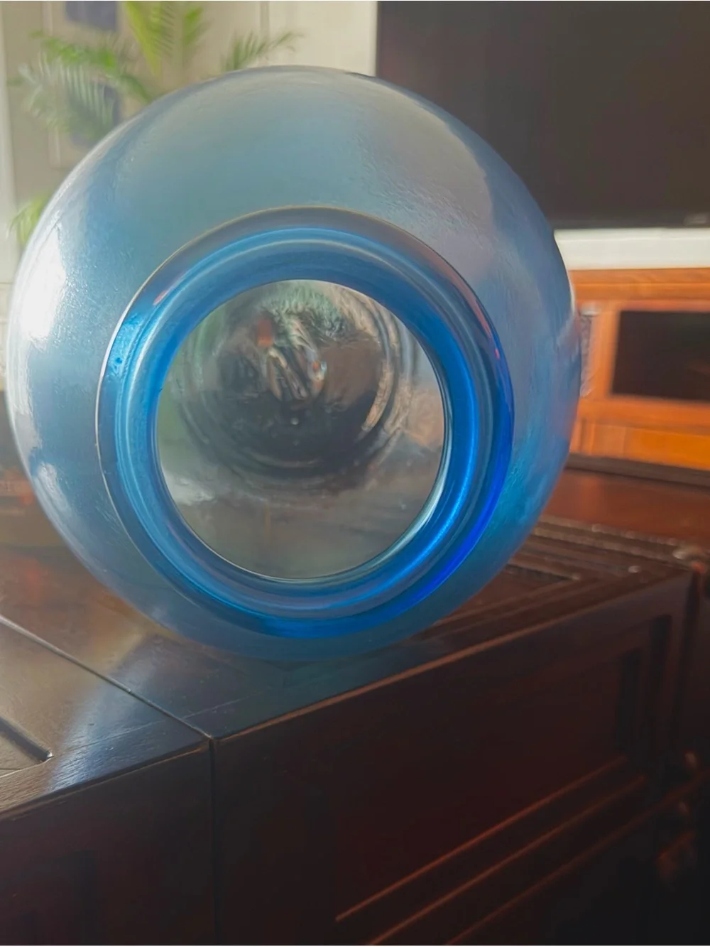 Mid-Century • Modern Blue Glass Decorative Tabletop Vase